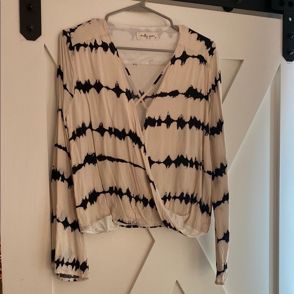 Black and White Wrap Top